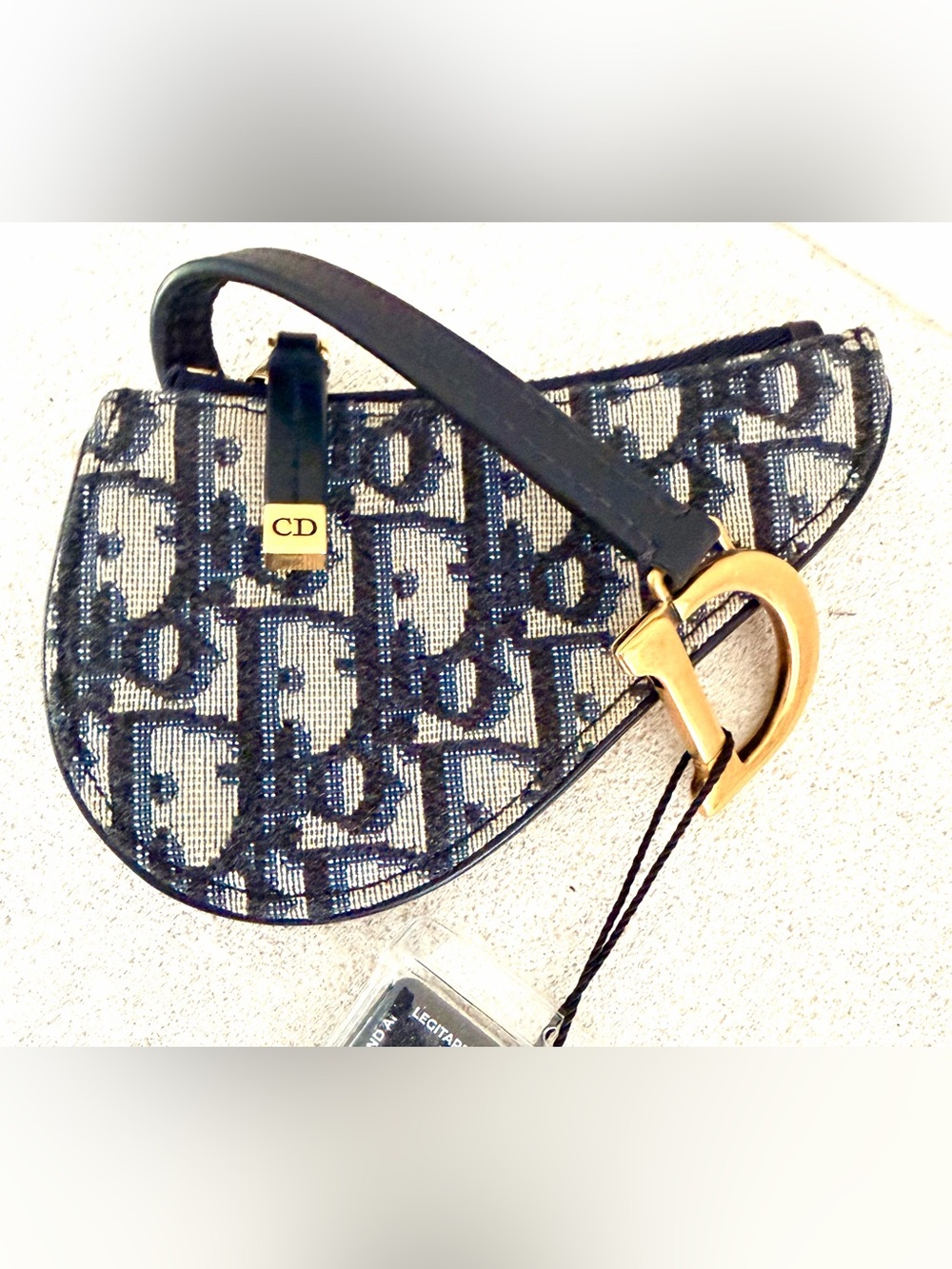 CHRISTIAN DIOR Vintage Trotter Saddle D Ring Coin Case Wristlet + COA